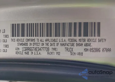2014 Ram 1500 Slt z USA, uszkodzony, nr VIN 1C6RR6GT0ES477739